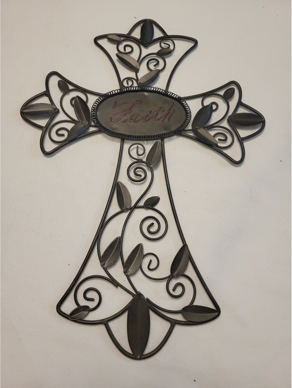 Decorative Metal Wall Cross with 'Faith' Inscription 14x10.5